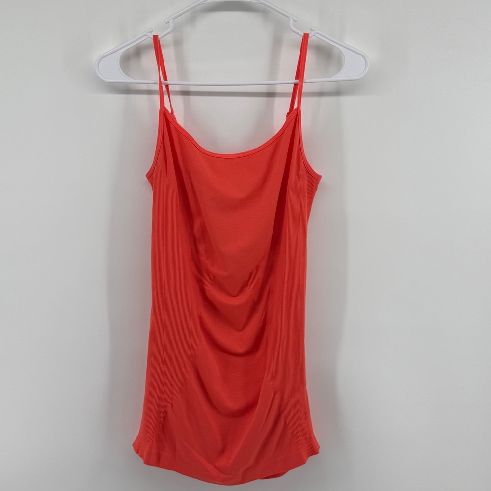 Bisou Bisou Michele Bohbot Coral Orange Ruched Ribbed Cami Tank Top/ Dress Med